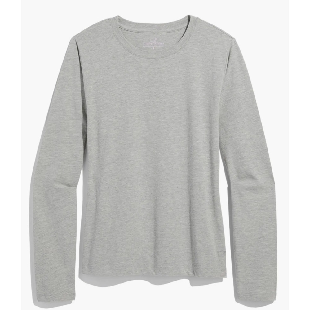 Women’s Vineyard Vines Long Sleeve Crew Neck Cotton Tee Top T-Shirt Gray NWT S